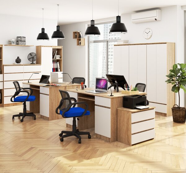 Masă PC Aranandose (stejar sonoma + alb). Promo -21%. 1117051