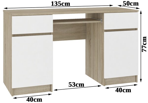 Masă PC Aranandose (stejar sonoma + alb). Promo -21%. 1117051