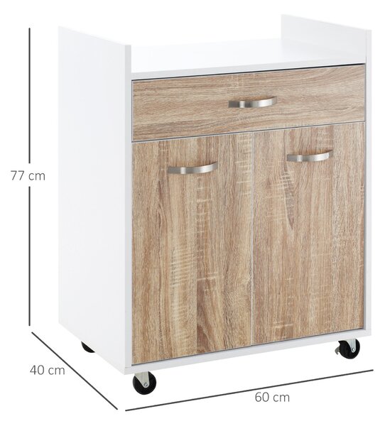 HOMCOM Cărucior Bucătărie Compact cu Dulap și Sertar, Mobilier Multifuncțional, 60x40x77cm, Design Modern | Aosom Romania