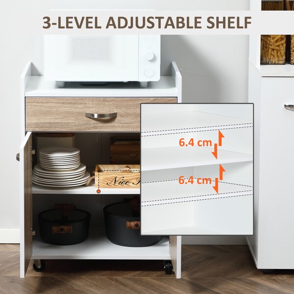 HOMCOM Cărucior Bucătărie Compact cu Dulap și Sertar, Mobilier Multifuncțional, 60x40x77cm, Design Modern | Aosom Romania