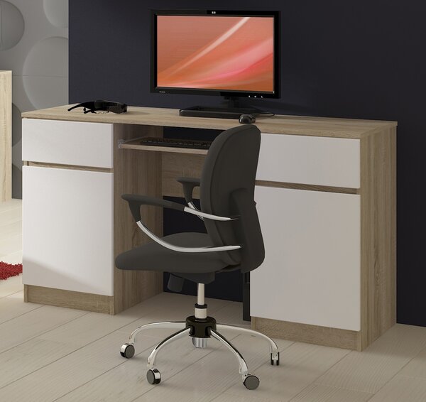 Masă PC Aranandose (stejar sonoma + alb). Promo -21%. 1117051