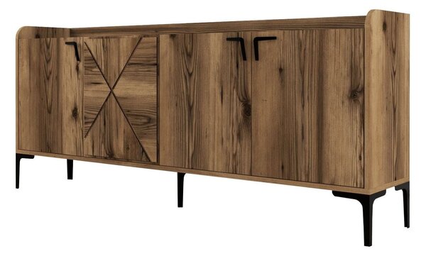 Comoda Venedik, nuc/negru, PAL melaminat/metal, 180x35x78 cm
