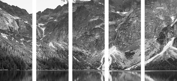 Tablou 5-piese ochi de Mare în Tatra în design alb-negru