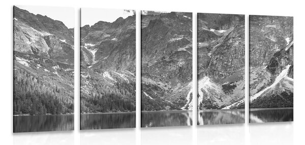 Tablou 5-piese ochi de Mare în Tatra în design alb-negru