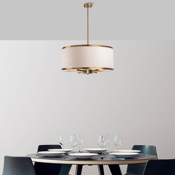 Lustra WAY 11655, auriu/crem, metal/material textil, 60x83 cm
