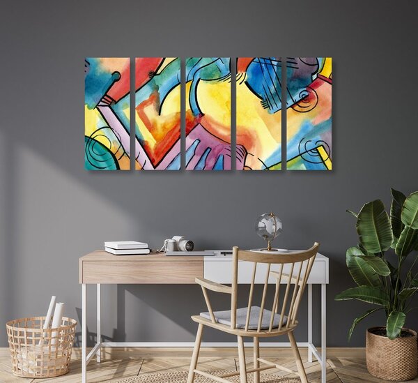 Tablou 5-piese artă abstractă viu colorată