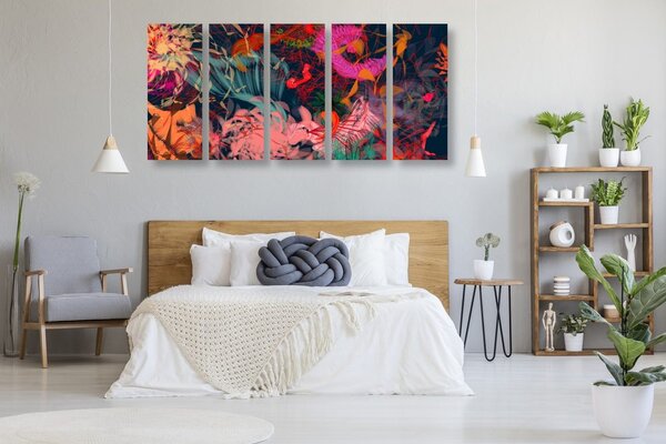 Tablou 5-piese flori în design abstract
