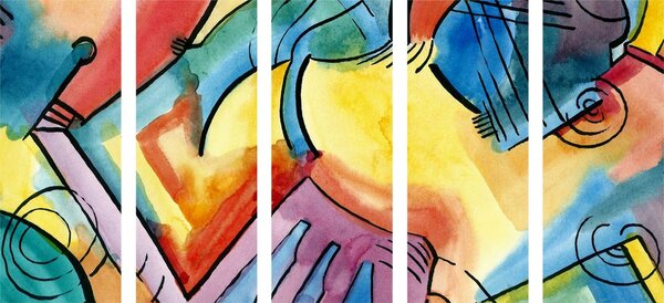 Tablou 5-piese artă abstractă viu colorată