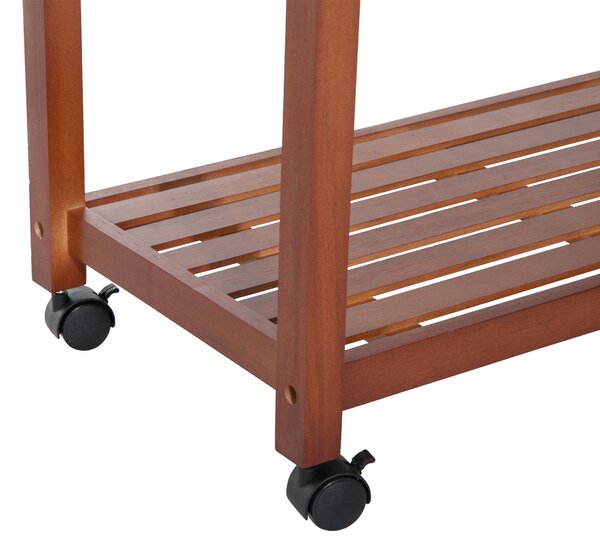 HOMCOM Cărucior de Bucătărie Multifuncțional cu 2 Sertare și 2 Coșuri, 4 Roți (2 cu Frâne), Lemn și Bambus, 81x38x85.5cm | Aosom Romania