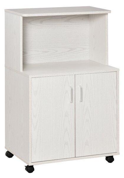 Mobilier de bucatarie cu roti HOMCOM, 60.4x40.3x 97cm, textura lemn alb/dungat | Aosom RO