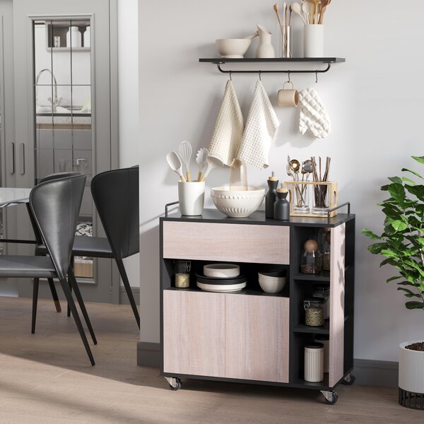 HOMCOM Cărucior de Bucătărie cu Roți și Dulap pentru Depozitare Mobilier Modern pentru Bucătărie | Aosom Romania