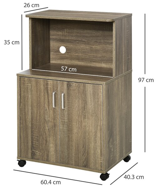 Mobilier Bucatarie cu 4 Roti, Dulapior cu Etajera din PAL, Lemn 60,4x40,3x97cm HOMCOM | Aosom Romania
