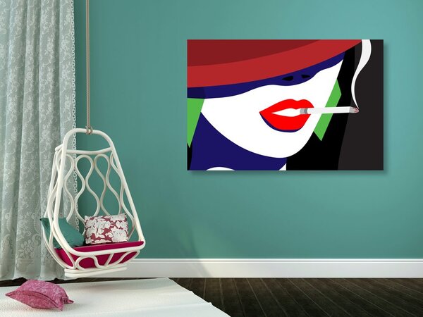 Tablou femeie în pălărie în stil pop-art
