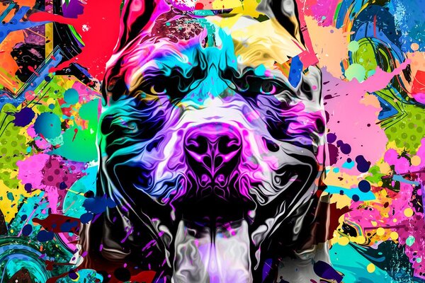 Tablou ilustrația câinelui viu colorată