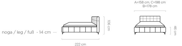 Pat NAOMI SR 140x200, personalizabil, somiera metalica si sistem de re