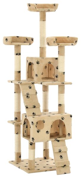 Ansamblu pisici cu funie sisal, 170 cm, imprimeu lăbuțe, bej