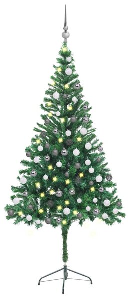 Brad de Crăciun pre-iluminat cu globuri, 180 cm, 564 de ramuri