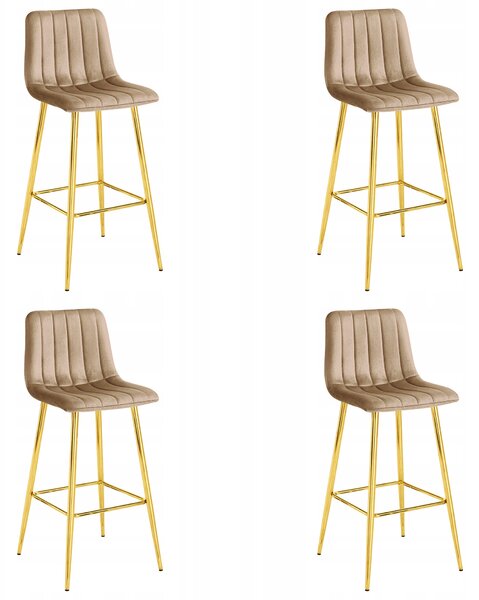 Set 4 Scaune Bar Zargo Catifea Maro, Picioare Aurii