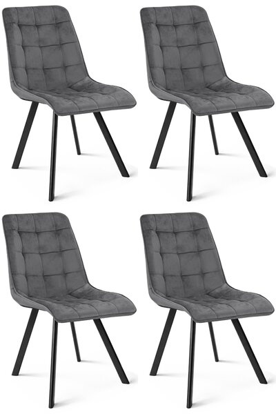 Set 4 Scaune Bucatarie/Dining Spirit Plus Catifea Gri Inchis