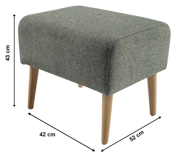 Taburet SAMY, stofa clasica verde menta, 42x52x43 cm