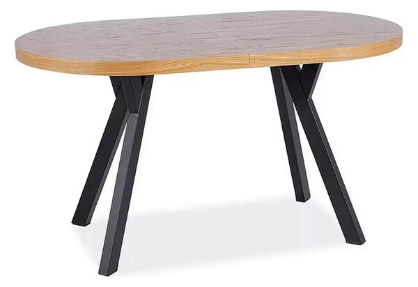 Masa extensibila DOMINGO II, stejar natural/negru, PAL laminat/metal