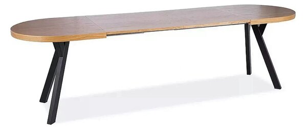 Masa extensibila DOMINGO II, stejar natural/negru, PAL laminat/metal