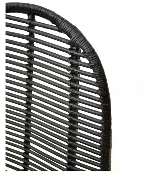 Scaun K337, negru, rattan natural/metal, 44x55x90 cm