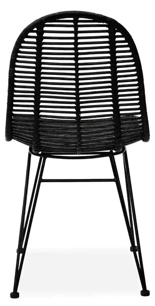 Scaun K337, negru, rattan natural/metal, 44x55x90 cm