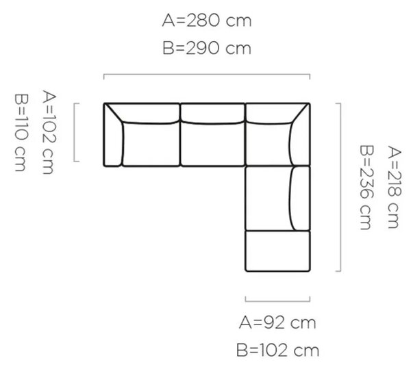 Coltar CANDELO L A, personalizabil materiale gama Premium, 280x218x75