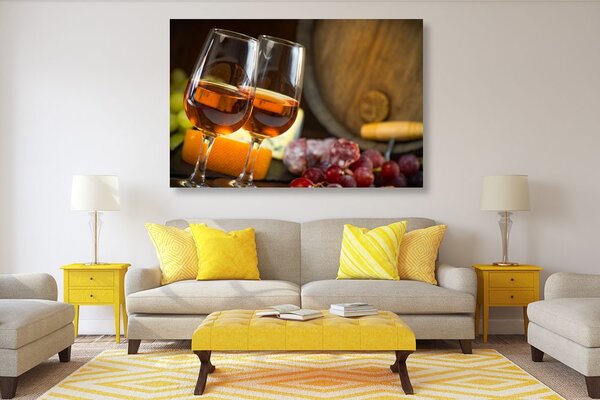 Tablou două pahare de vin roz