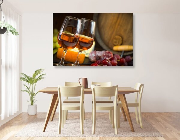 Tablou două pahare de vin roz