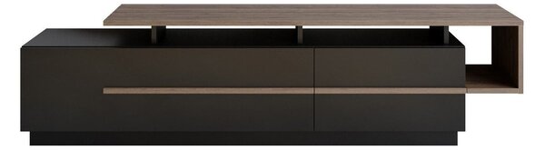 Comoda TV Pia, negru/nuc, PAL melaminat, 180x39x46 cm
