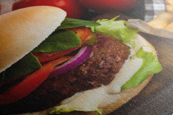 Tablou hamburger cu cartofi pai