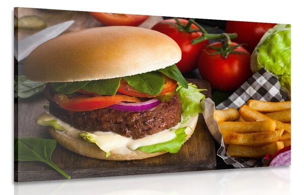 Tablou hamburger cu cartofi pai