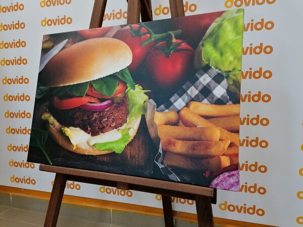 Tablou hamburger cu cartofi pai