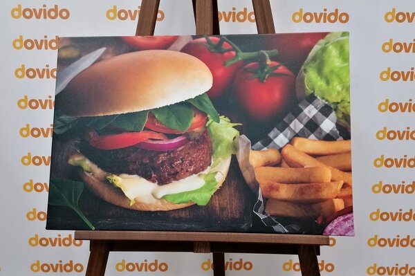 Tablou hamburger cu cartofi pai