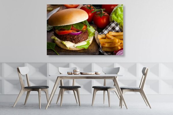 Tablou hamburger cu cartofi pai