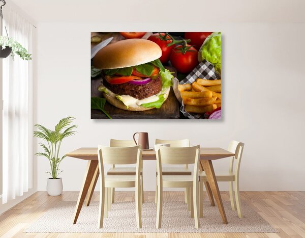 Tablou hamburger cu cartofi pai