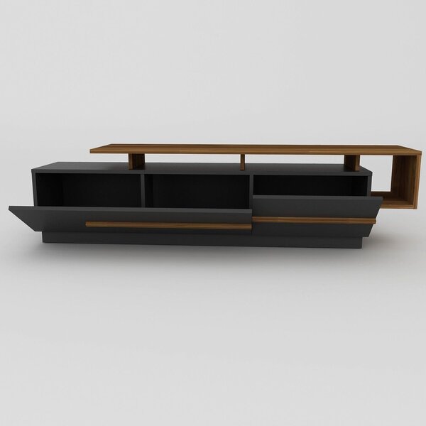 Comoda TV Pia, negru/nuc, PAL melaminat, 180x39x46 cm
