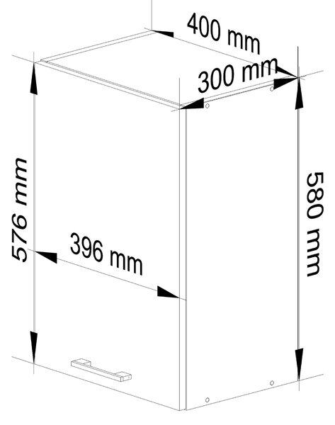 Dulap superior de bucătărie Ozara W40 H580 (alb + beton). Promo -15%. 1071168