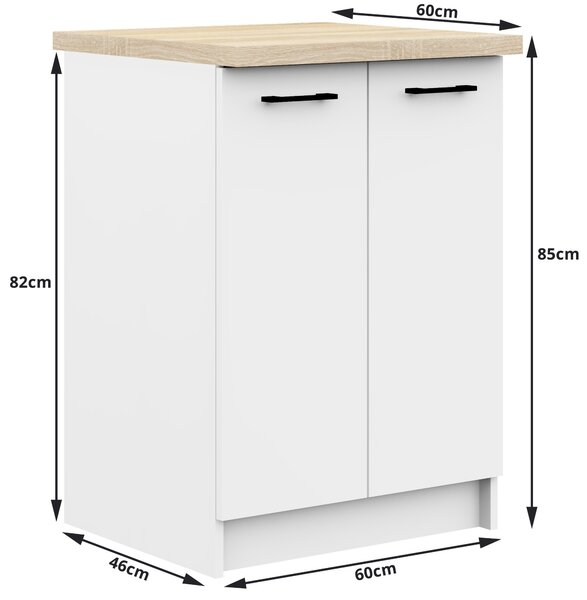 Dulap inferior de bucătărie Ozara S60 2D (alb). Promo -23%. 1069129