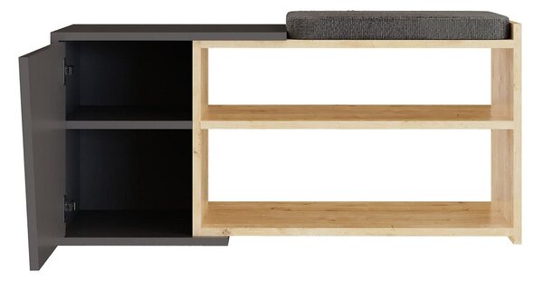Pantofar FIONA, gri antracit/stejar, PAL melaminat, 104x47x37 cm