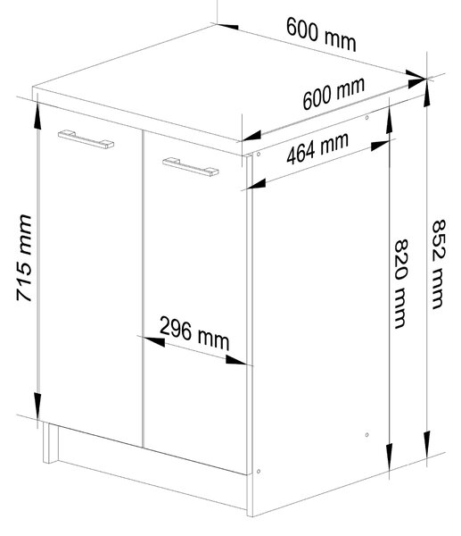 Dulap inferior de bucătărie Ozara S60 2D (alb + roșu lucios). Promo -20%. 1071112