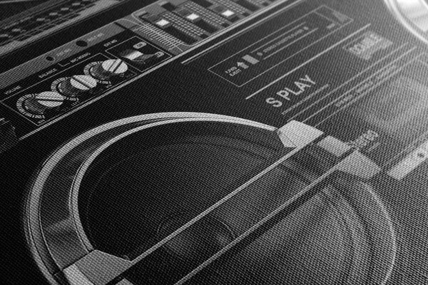 Tablou disco radio din anii 90 în design alb-negru