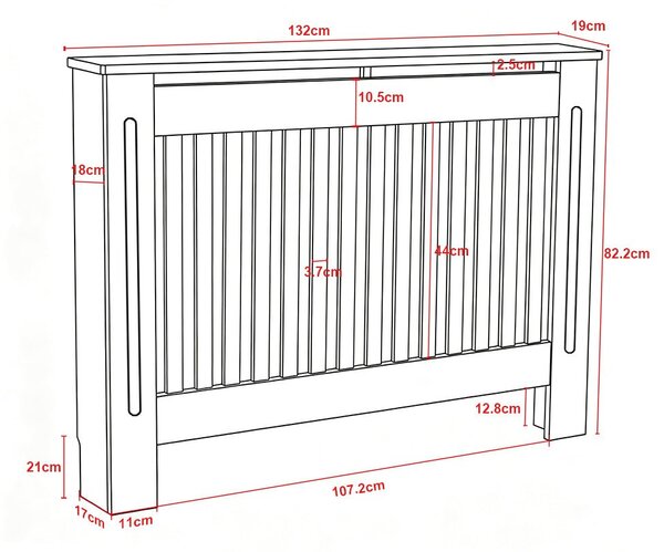 Masca pentru Calorifer ECO-L 132 cm, MDF Vopsit de 18 mm Lame Verticale, Maro/Alb