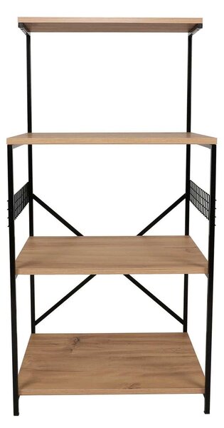 Etajera ANEMON, stejar/negru, PAL melaminat, 60x45x124 cm