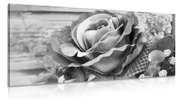 Tablou trandafir vintage elegant în design alb-negru