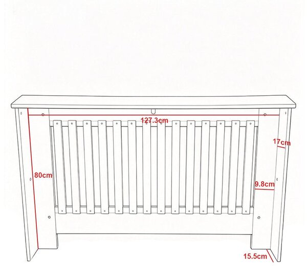 Masca pentru Calorifer ECO-L 132 cm, MDF Vopsit de 18 mm Lame Verticale, Maro/Alb