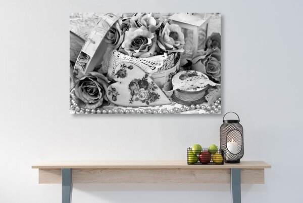 Tablou stilul vintage romantic în design alb-negru