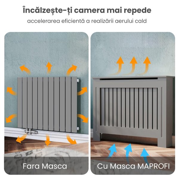 Masca pentru Calorifer ECO-L 132 cm, MDF Vopsit de 18 mm Lame Verticale, Gri antracit